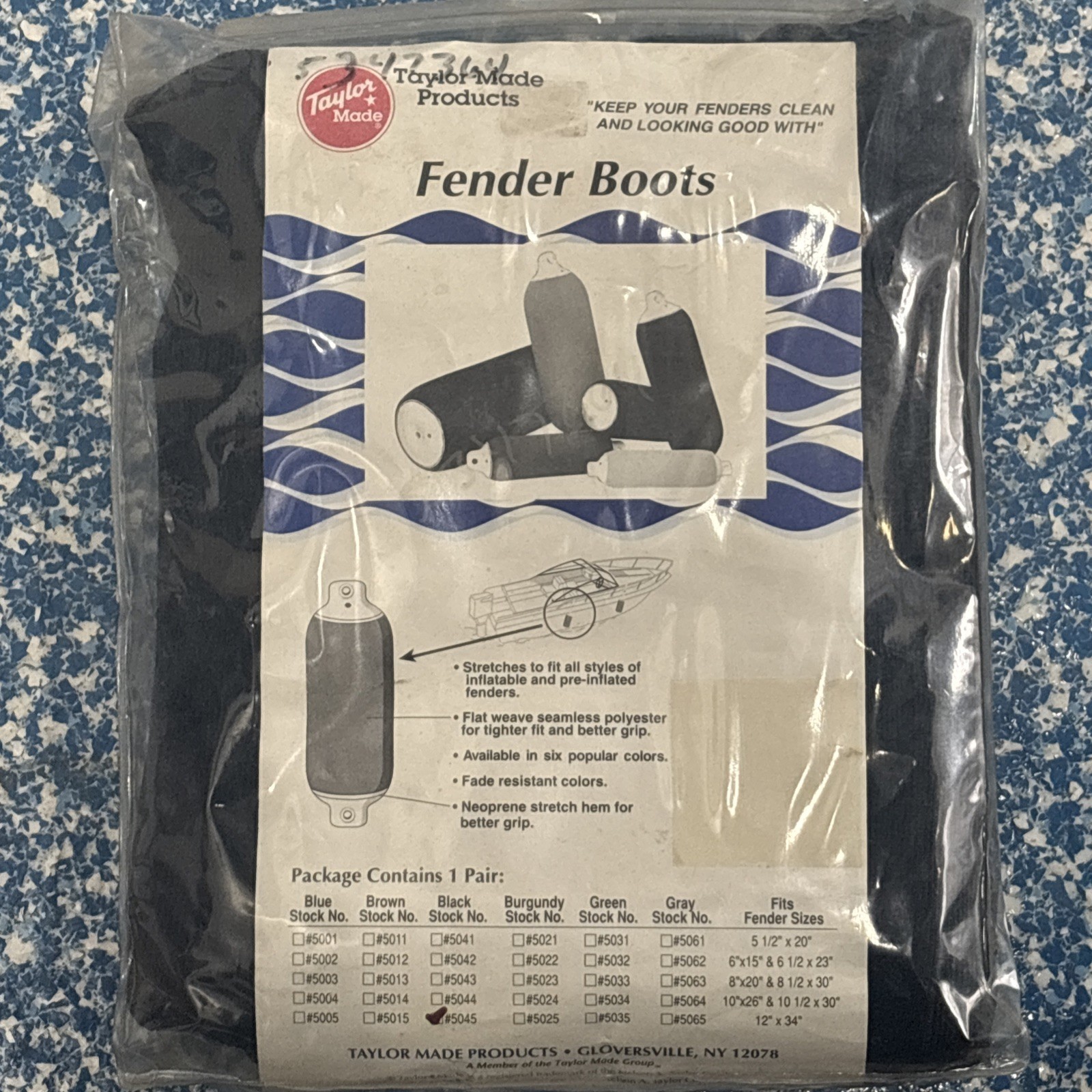 Taylor Made Fender Boots 2 Pack Black(P# 5045) – Fits 12” x 34” Boat Fenders