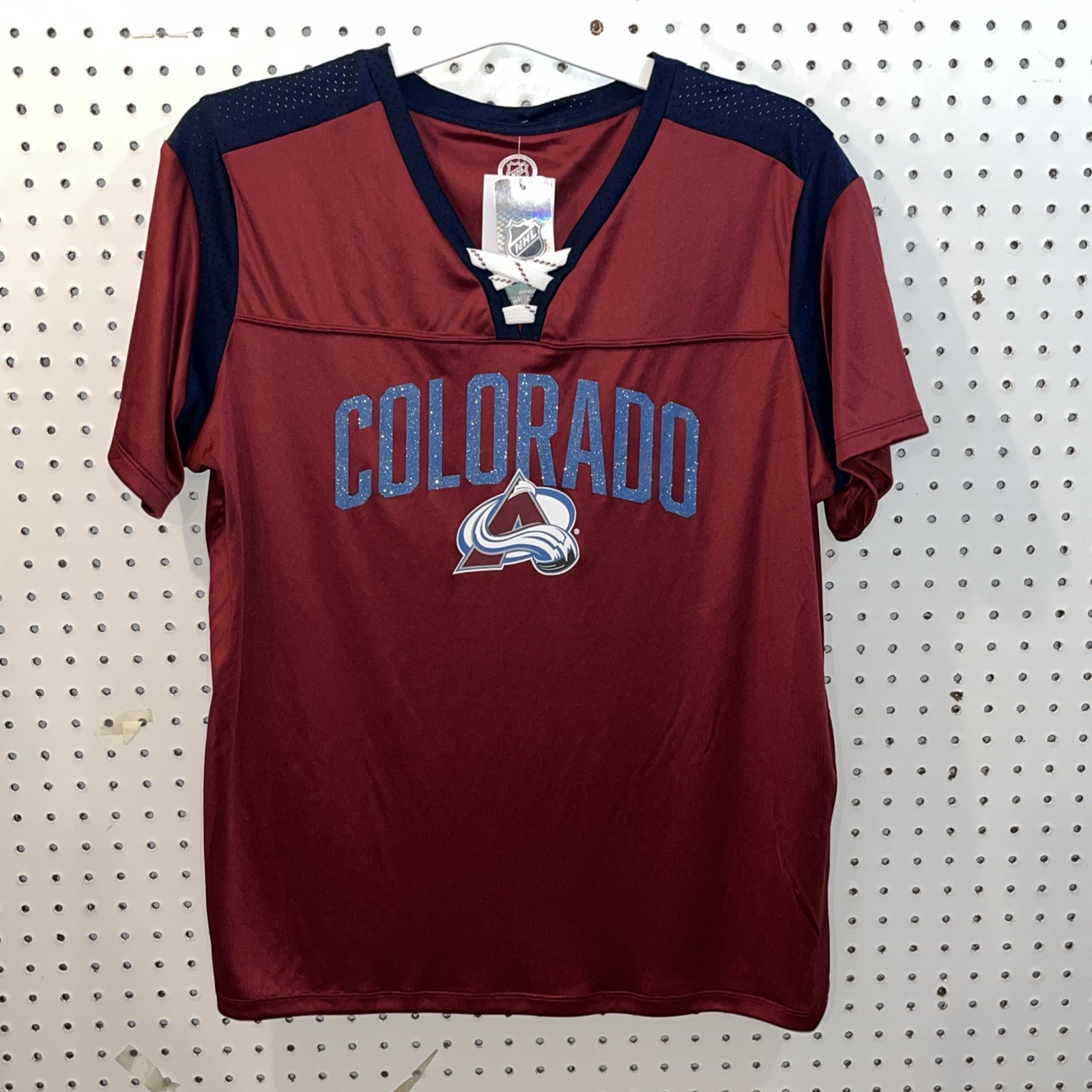 Colorado Avalanche Hockey Jersey Style Shirt WOMENS Sz 2XL XXL NWT New Glitter