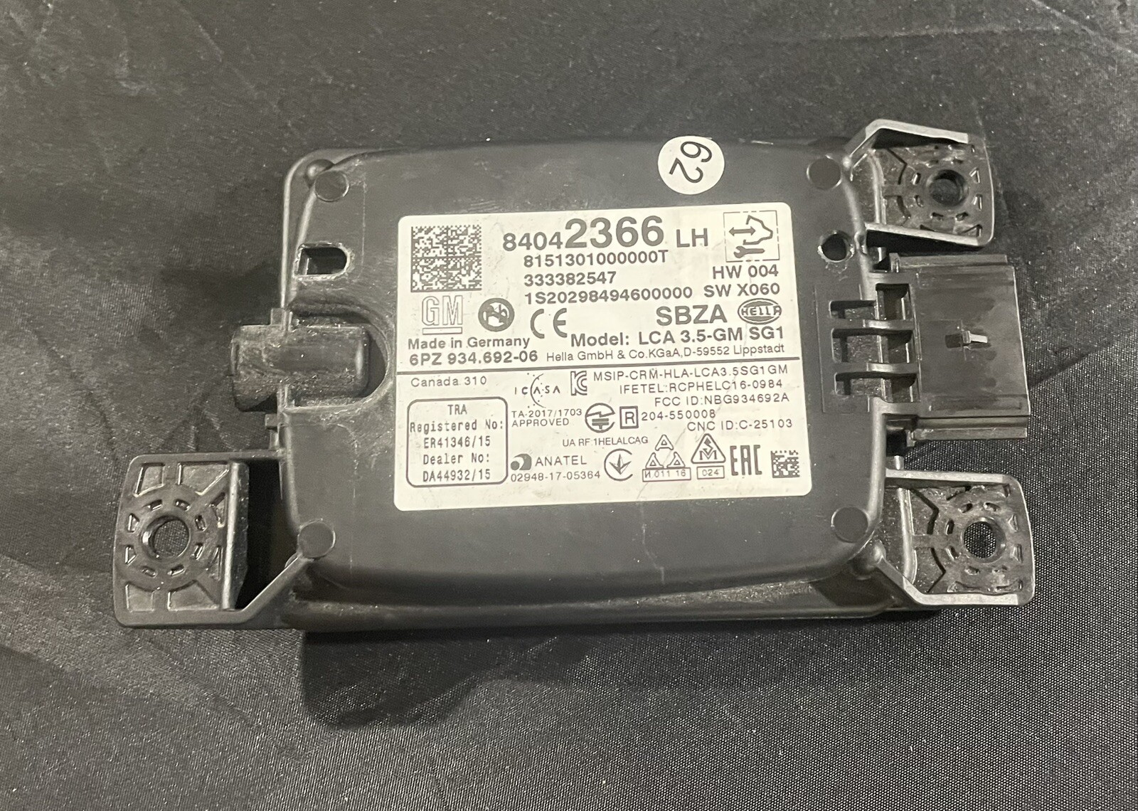 2018 2019 2020 CHEVROLET  TRAVERSE REAR LEFT BLIND SPOT RADAR SENSOR MODULE OEM