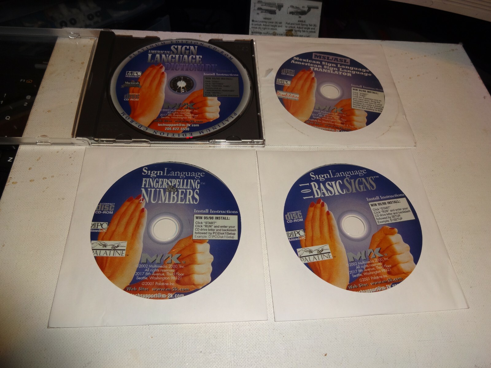 PC CD-Rom American Sign Language MSL/ASL 4-Disc Set Platinum Edition 2002 WIN95