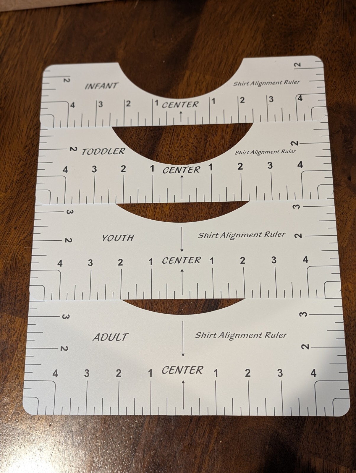 T-Shirt Ruler Guide Alignment Tool For Infant Toddler Youth & Adult Set of 4 New