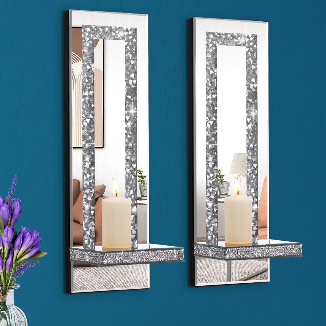 Aeveco Crystal Crush Diamond Mirrored Candle Rectangle Stripe (Style 4)