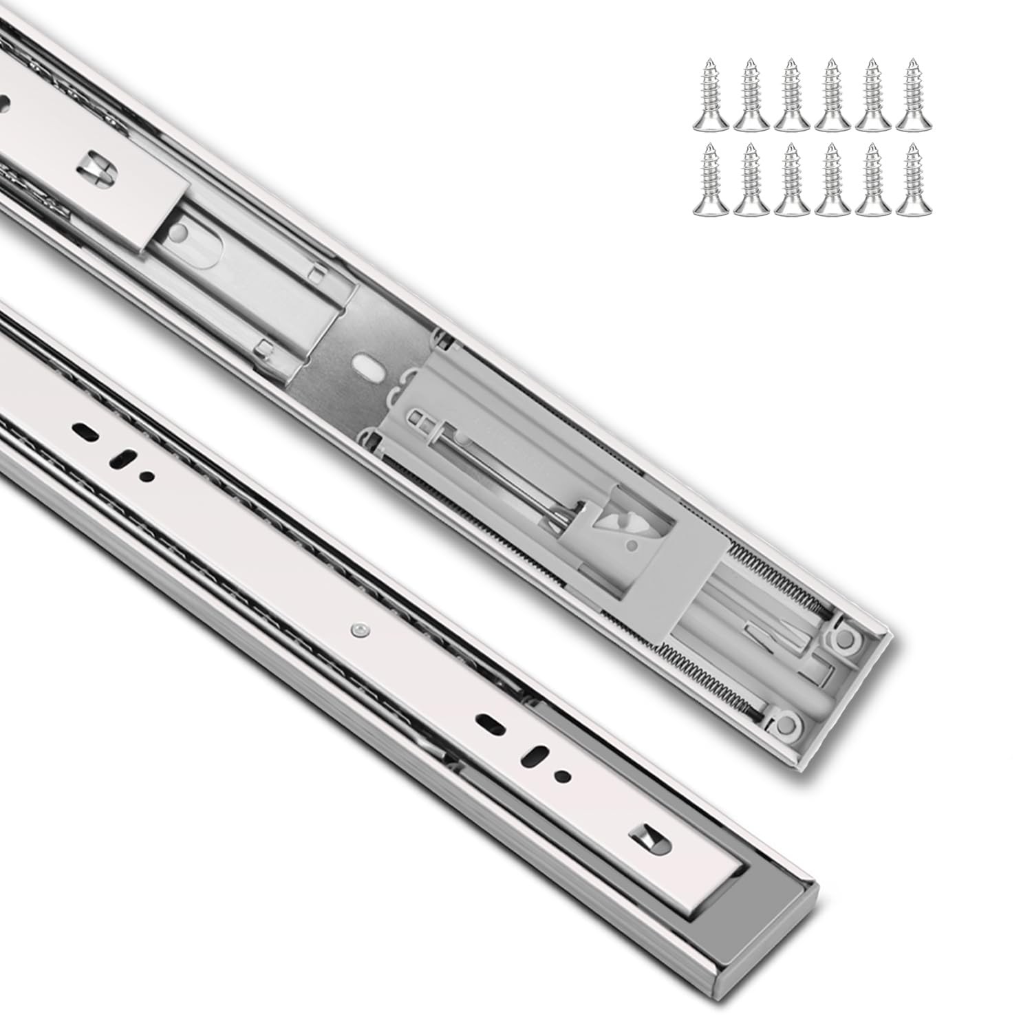 2 Pairs 20 Inch Soft Close Drawer Slides Heavy Duty Side Bottom Mount Rails, ...