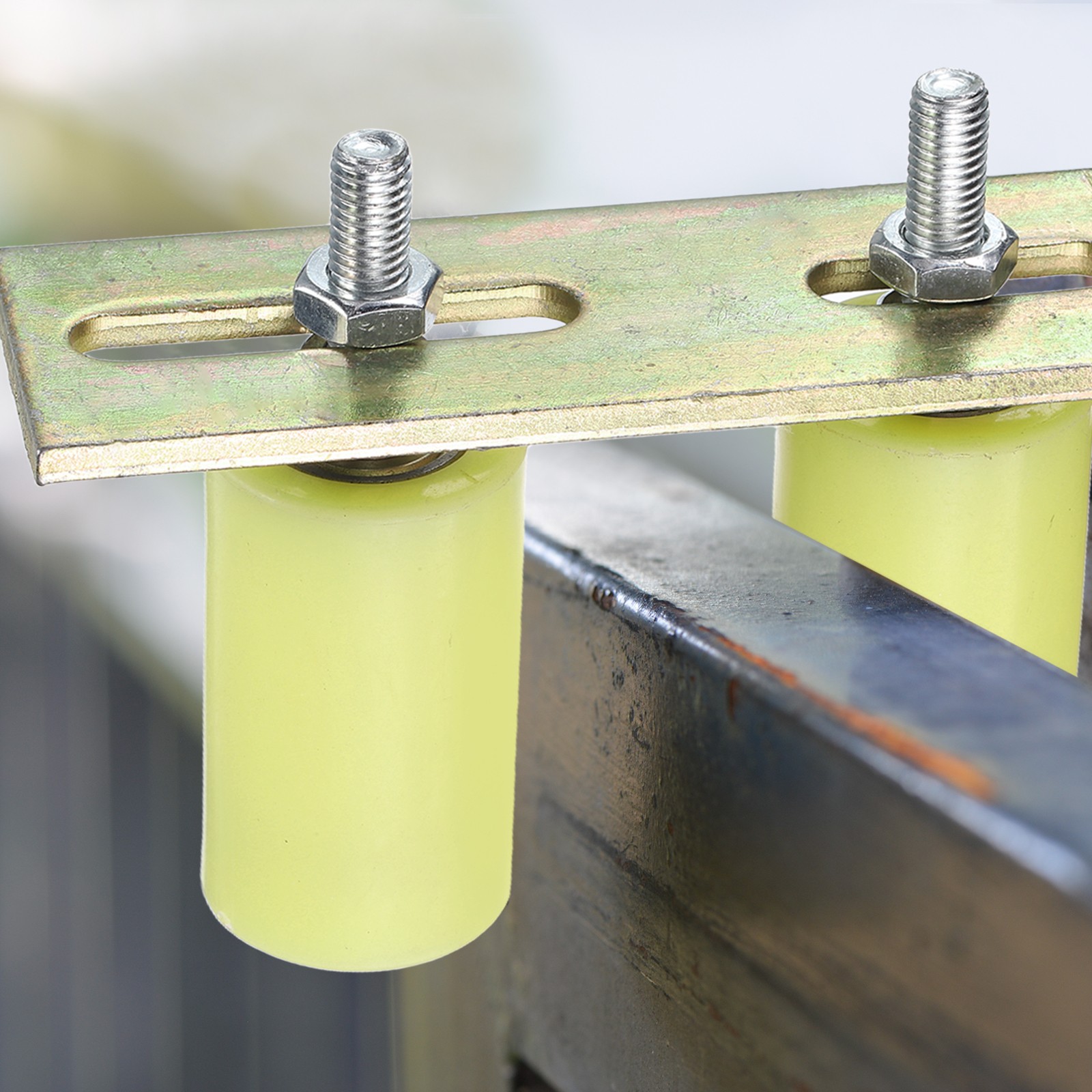 4Pcs Slide Gate Guide Roller 3" Nylon Gate Support Rollers with Bracket Yellow