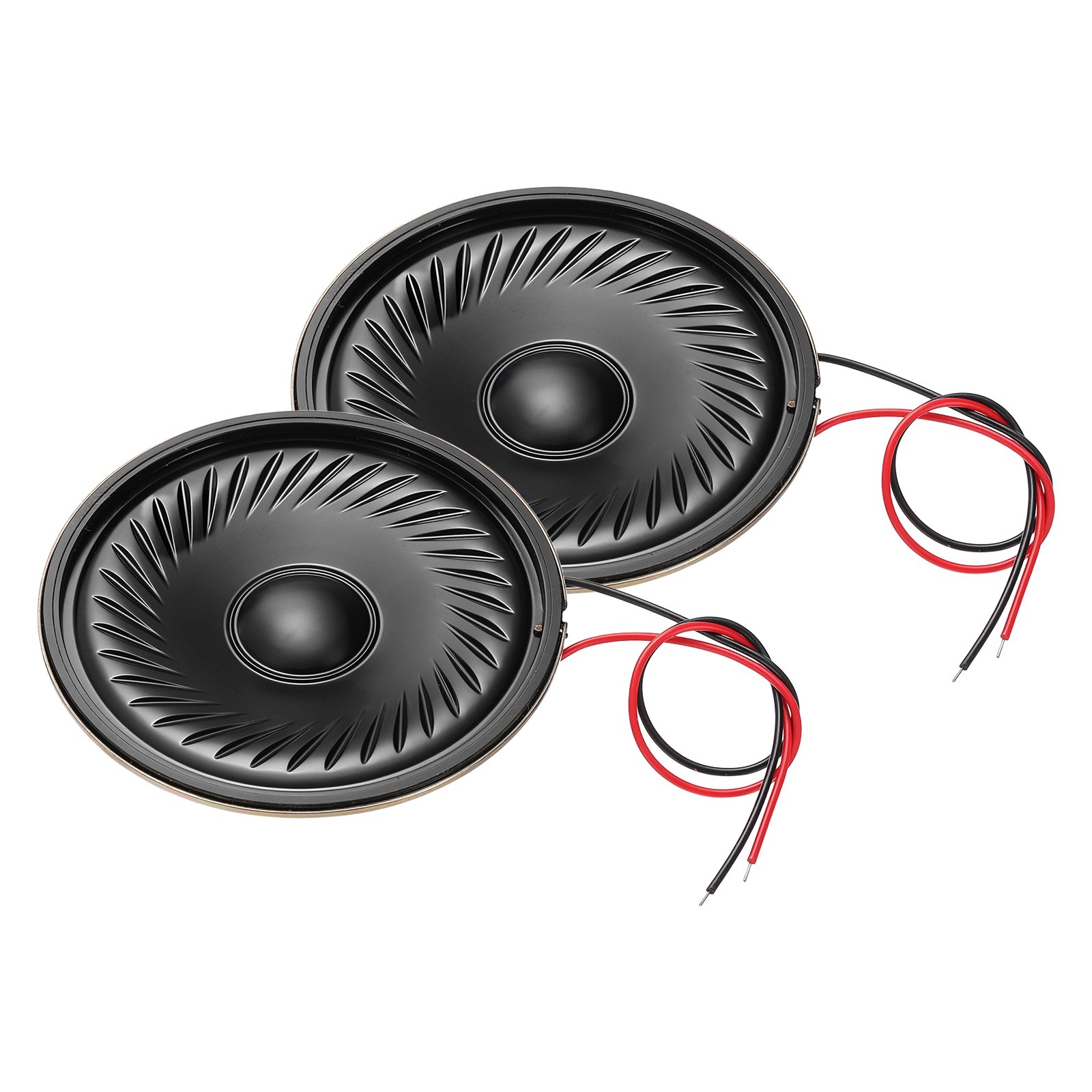 2 Pcs 0.5W 8 Ohm Small Speakers Metal Round Speaker with Wires, 50x7mm Black