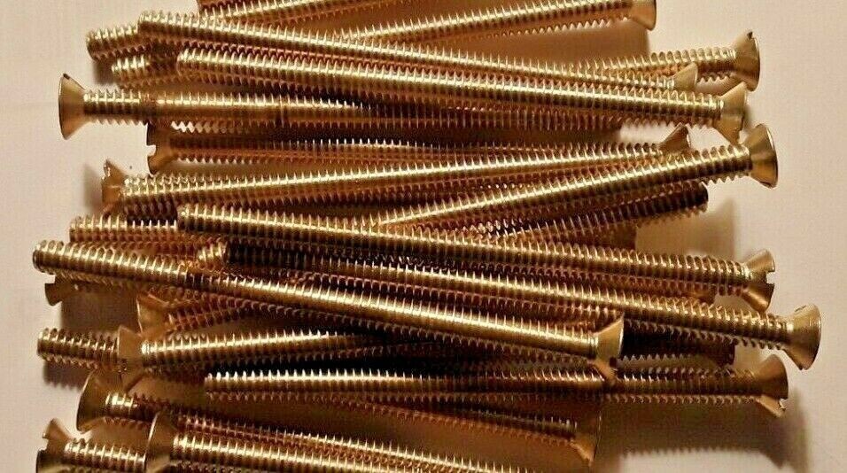 #10-24 X 4" FLAT HEAD SLOTTED MACHINE SCREWS BRASS SELECT QTY