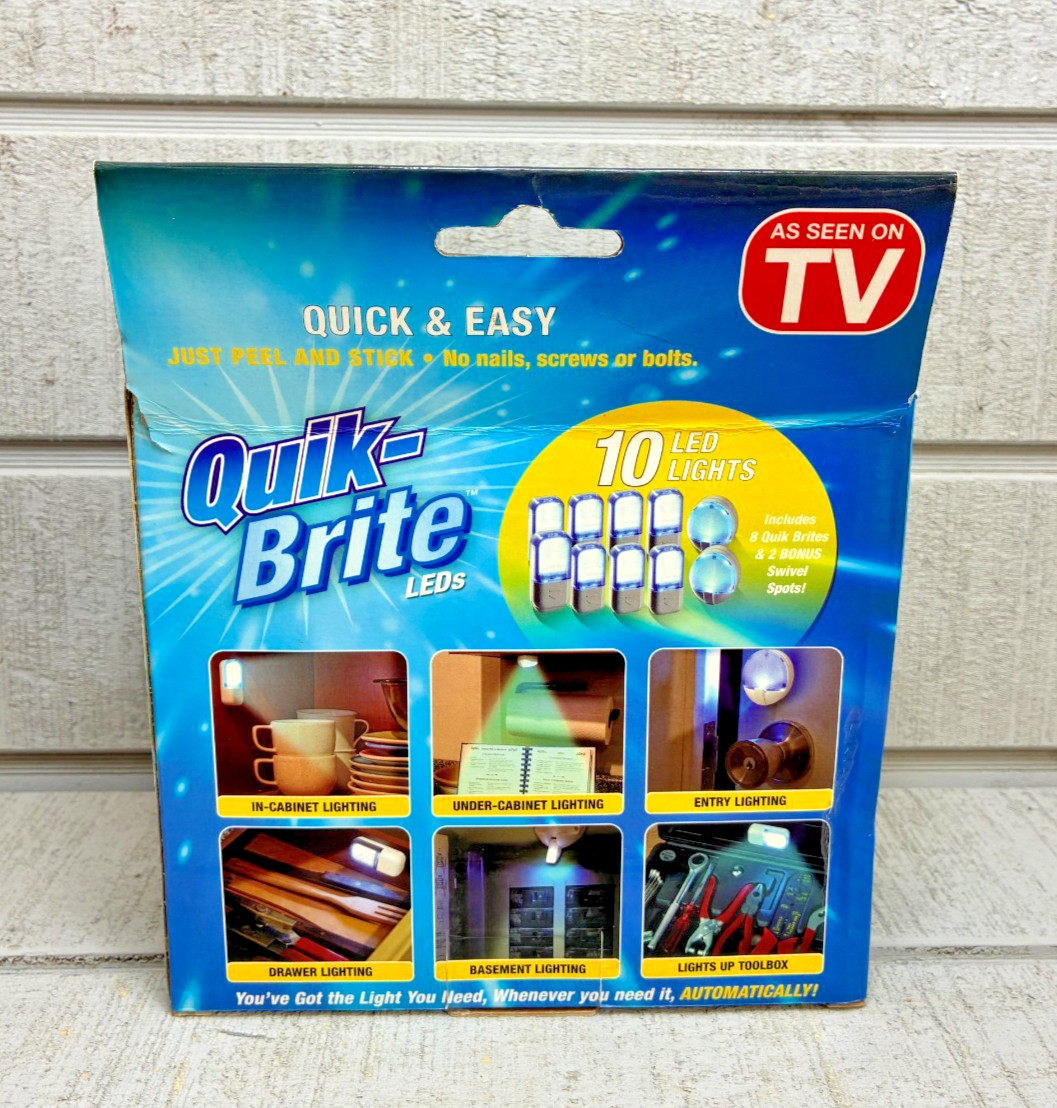 QUIK-BRITE Leds ~ Quick & Easy Just Peel & Stick ~ 10 LED Lights ~ OPEN BOX