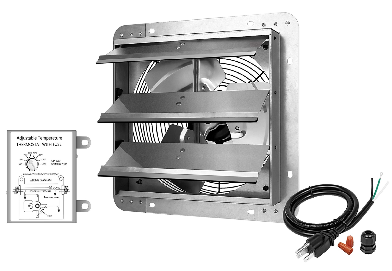 18 Inch Wall Mounted Shutter Exhaust Fan Temperature Controller and Power Cord