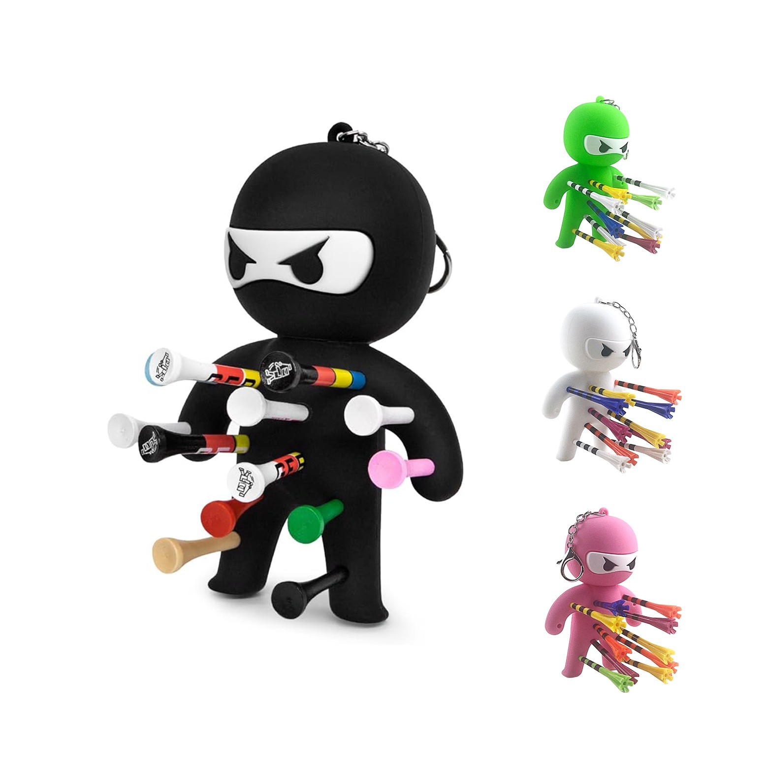 Golf Ninja Tee Holder Keychain with Tees | Fun Novelty Golf Gift Accessory
