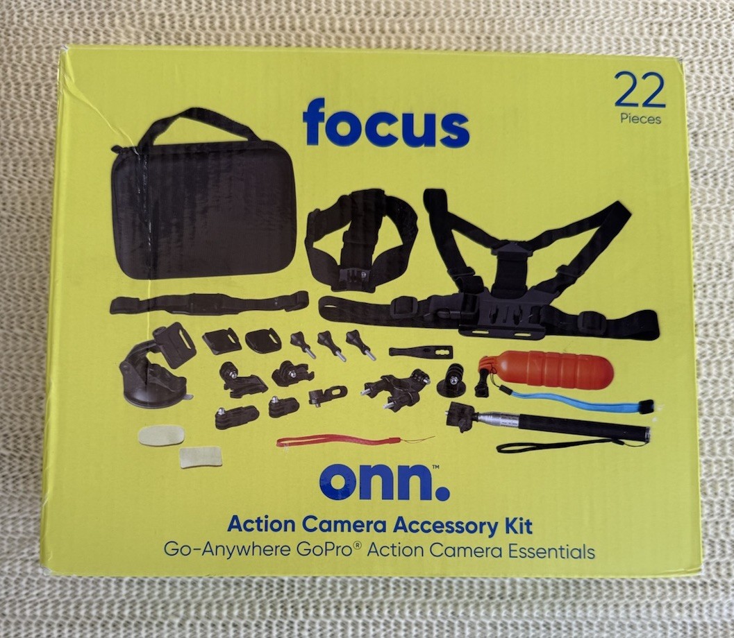 Onn 22-Piece Action Camera Accessory Kit for GoPro – New Open Box