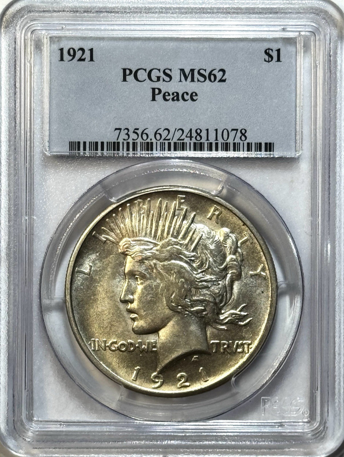 1921 Peace Dollar High Relief - PCGS MS62 - Key Date Coin Original Luster