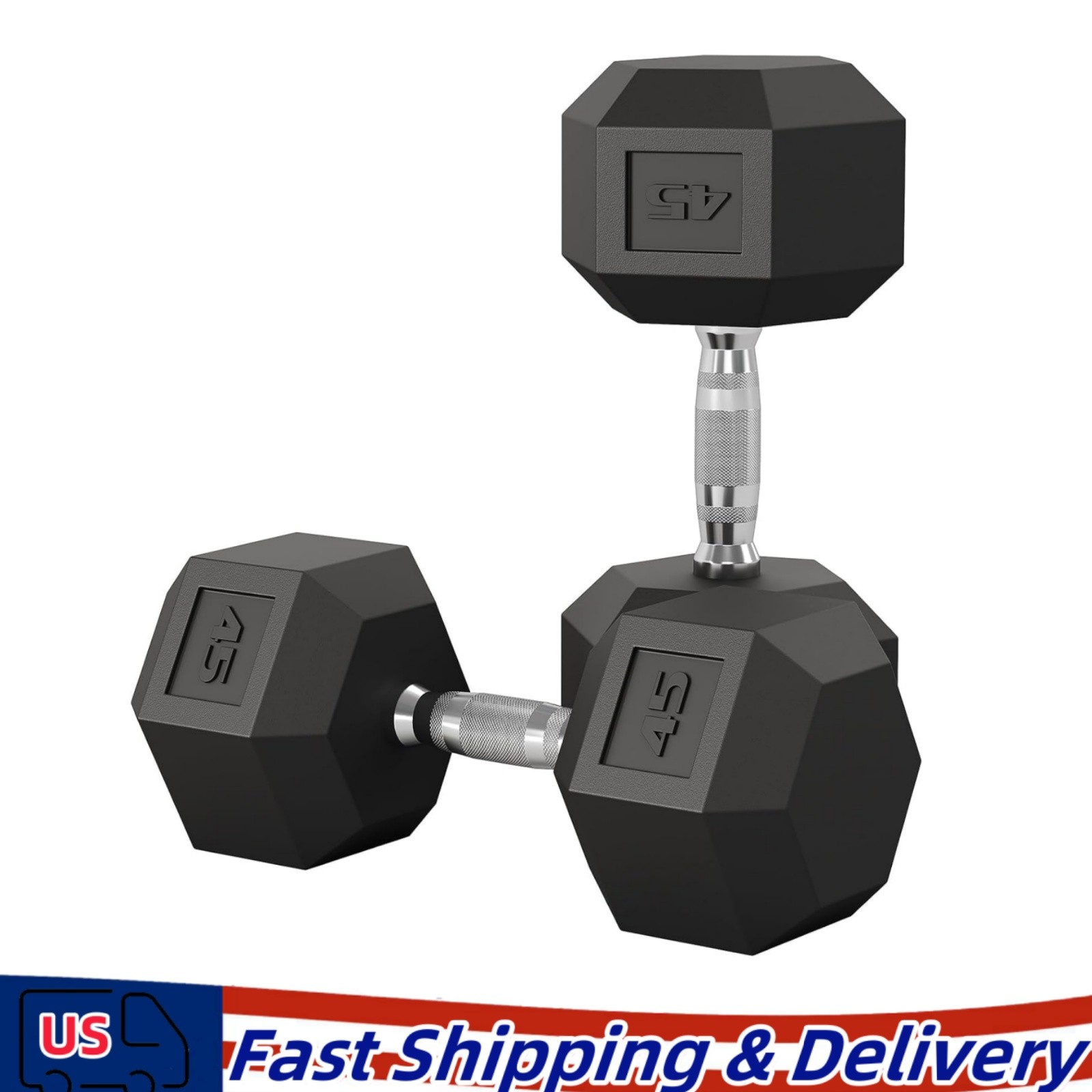 Fitness Hex Dumbbells Strength Training Workout Equipment Set, 45 lbs