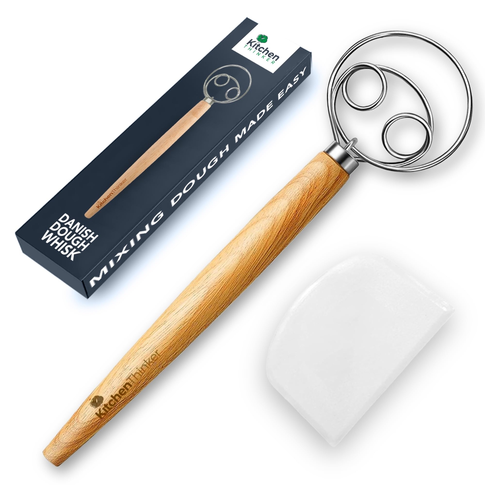 13-Inch Danish Dough Whisk Stainless Steel Bread & Sourdough Whisking Tool