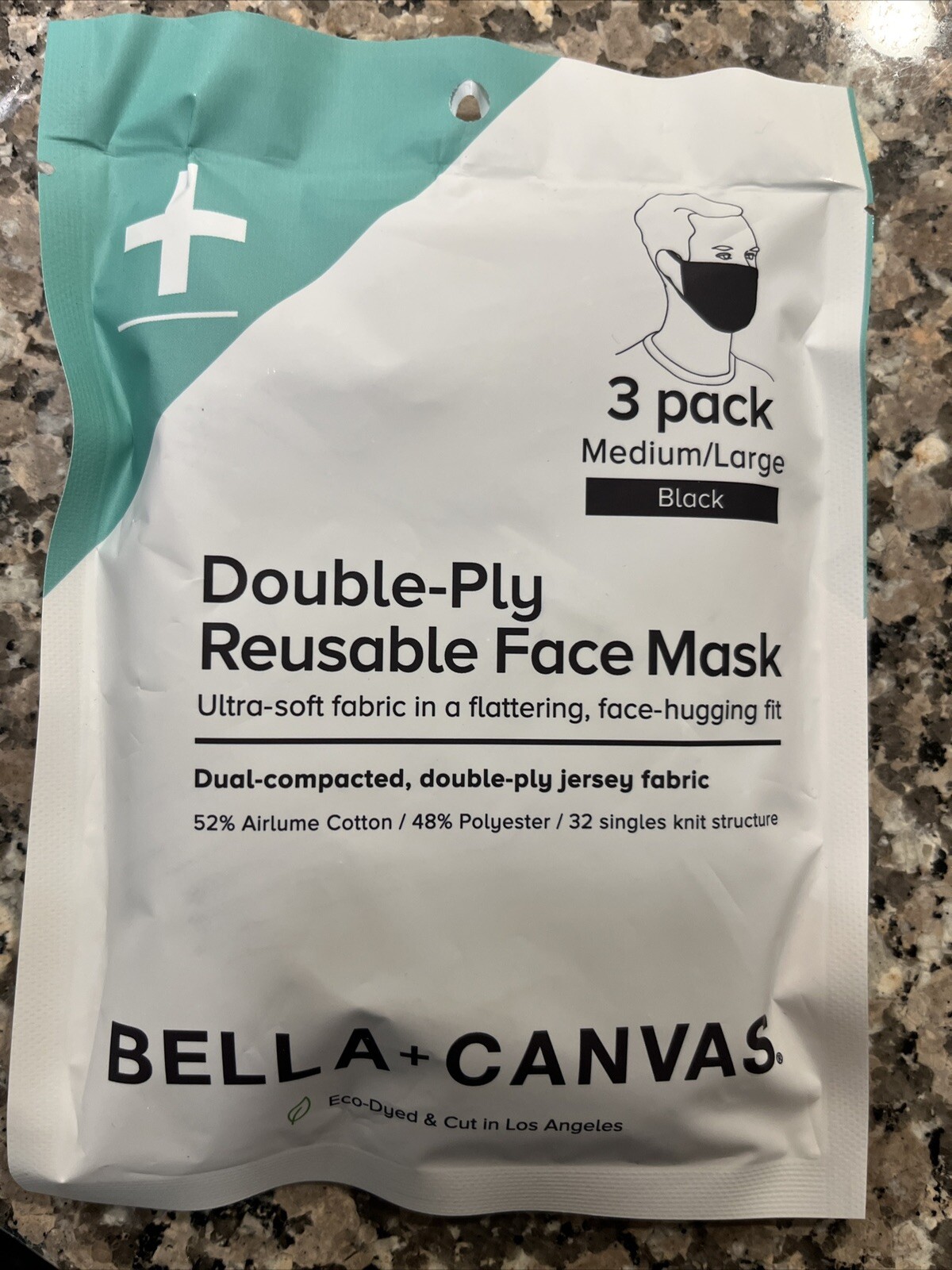 BELLA + CANVAS REUSEABLE FACE MASK-BLACK-MEDIUM/LRGE