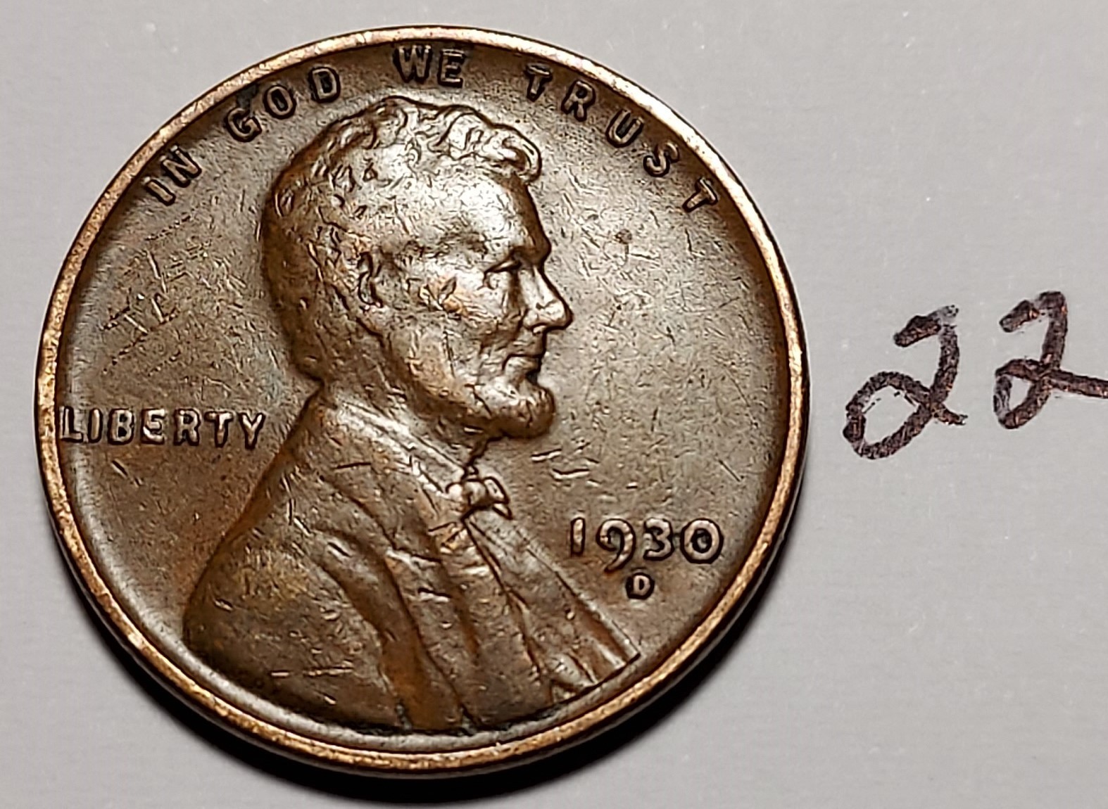1930-D Lincoln Wheat Cent  VERY FINE  #22