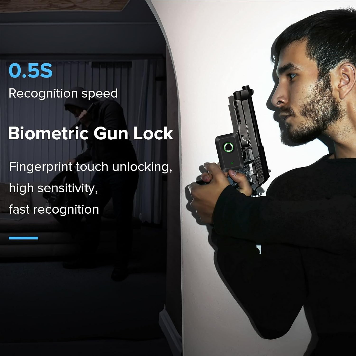 Biometrics Gun Trigger Lock,Fingerprint and Key Unlocked Trigger Locks,Quick Rel