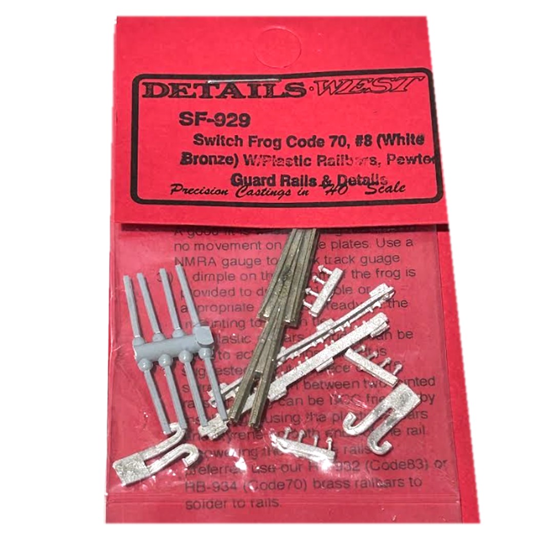 NEW Details West SF-929 Code 70 Switch Frog Set with Plastic Railbars & Guard