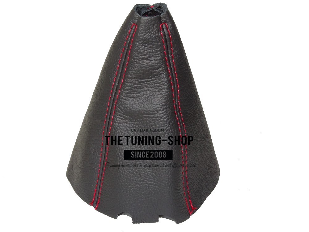 Shift boot shift cover for Skoda Fabia 1999-07 leather seam red