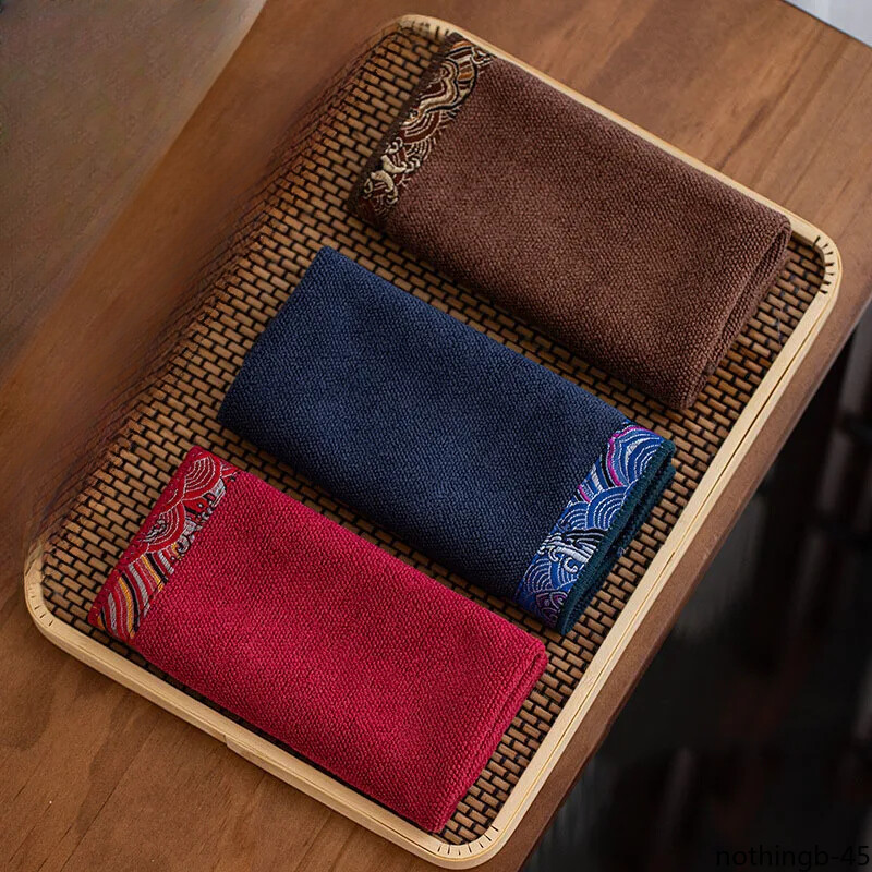 Cotton Hemp Absorbent Tea Towel Zen Chinese Tea Art Embroidery Tea Cloth