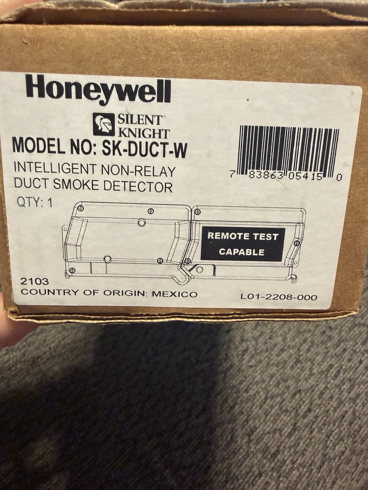 Honeywell SK-DUCT-W Intelligent Non-Relay Duct Smoke Detector, Remote Test