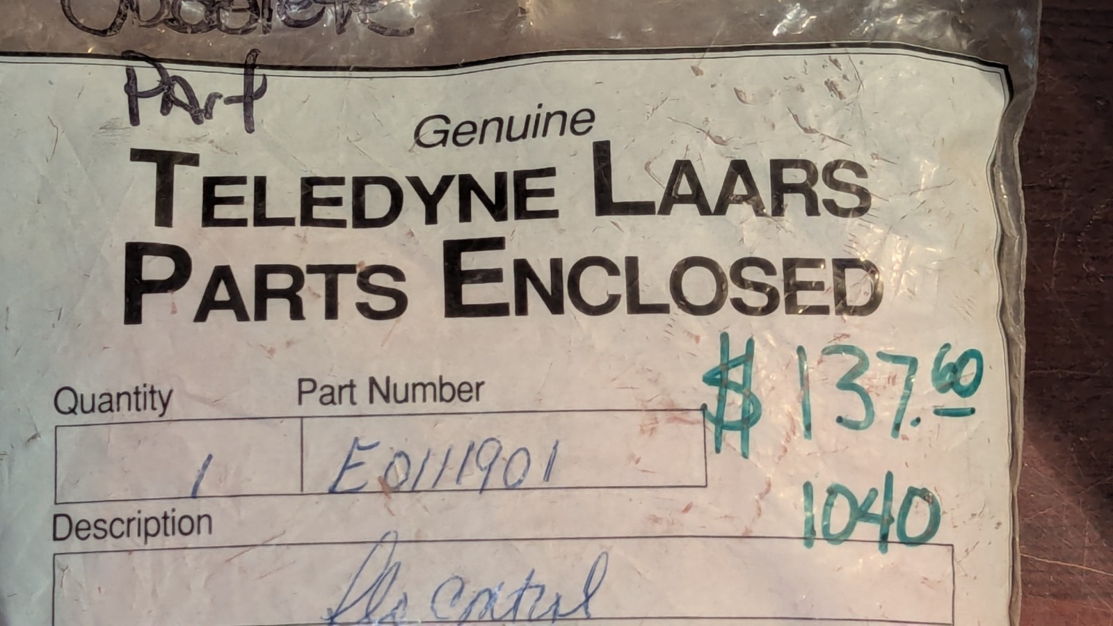 E0111901 Teledyne Laars Flow Guard Control Board w Probe NOS