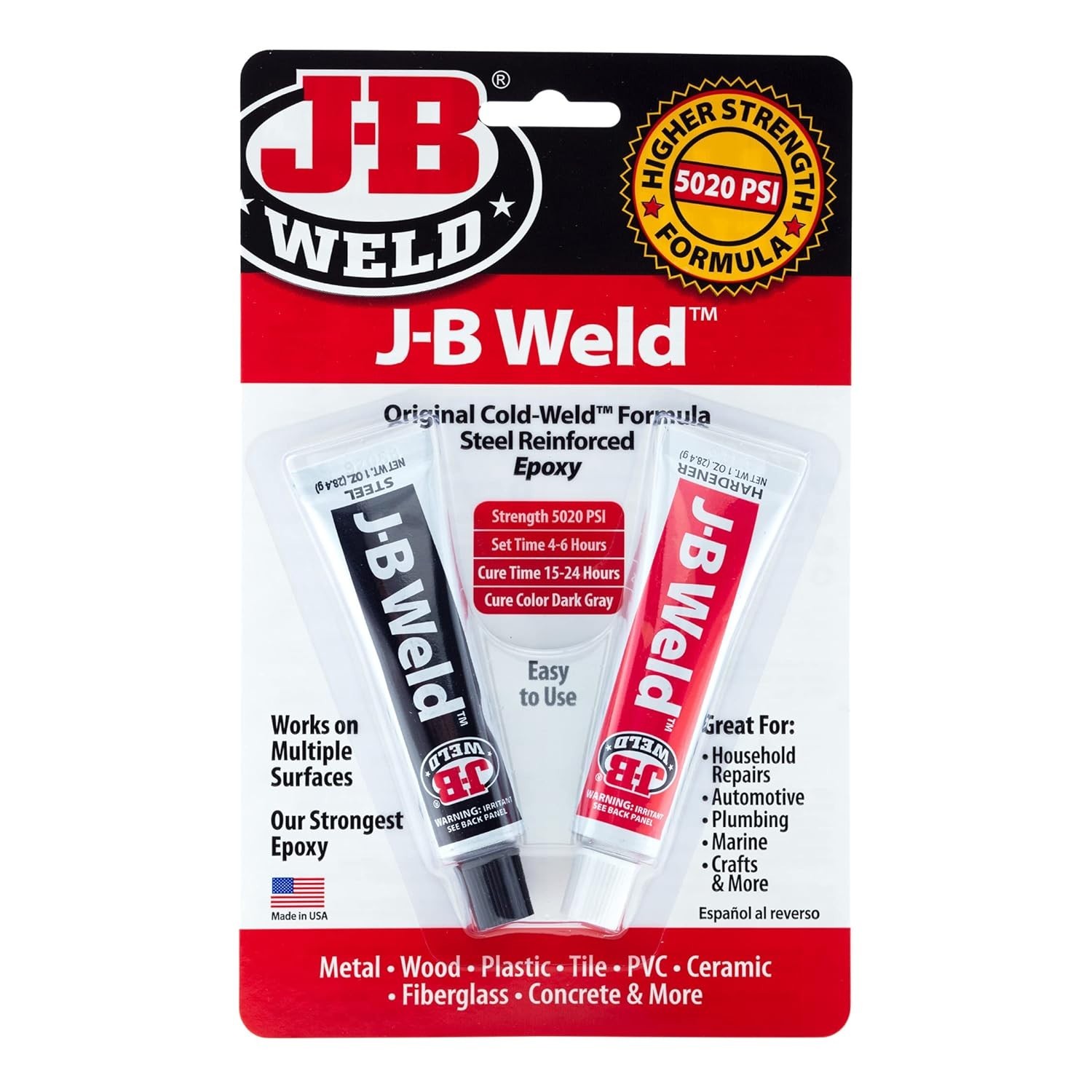Strongest Metal Steel Aluminum Bond Adhesive Cold Weld Reinforced Epoxy Glue 2Oz