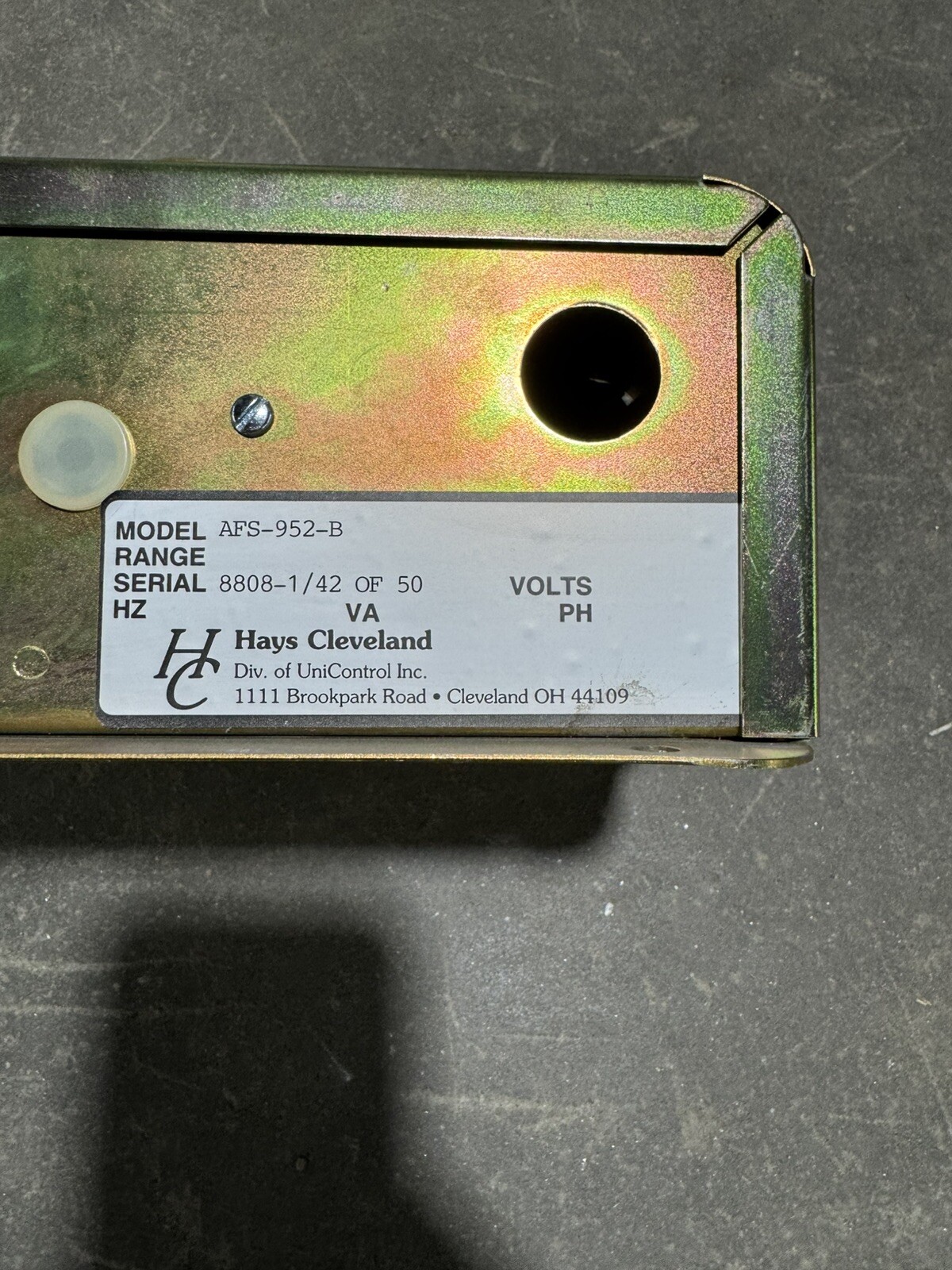 Cleveland Controls AFS-952-B ".05""-12""wc Air Switch"