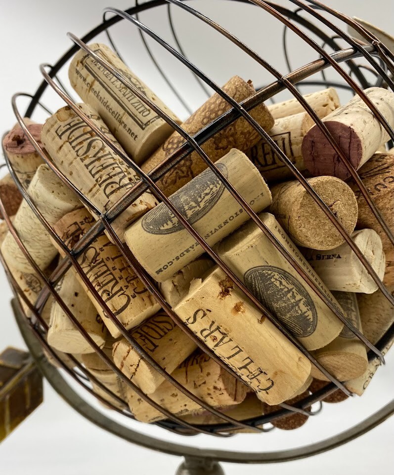 Metal Armillary Sphere Globe w/ Wine Corks