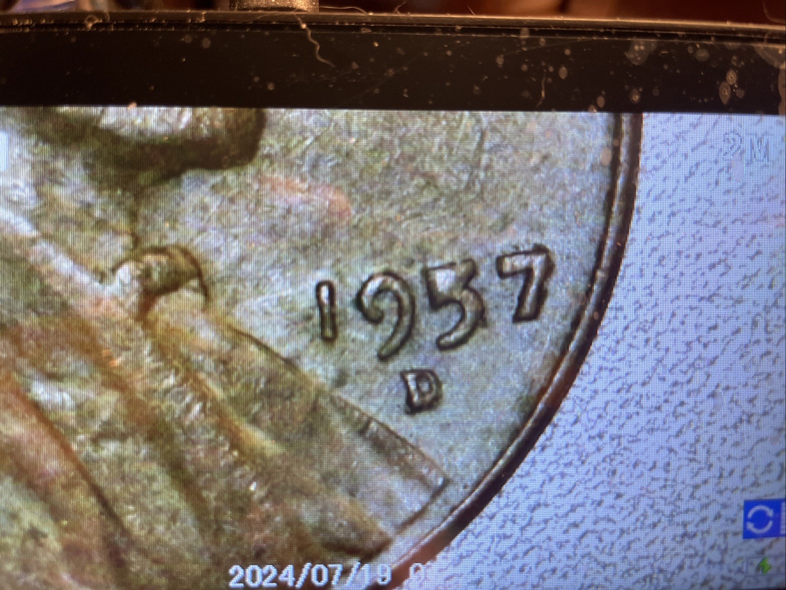 1957-D Lincoln Cent, Die Chip on Obv “5”