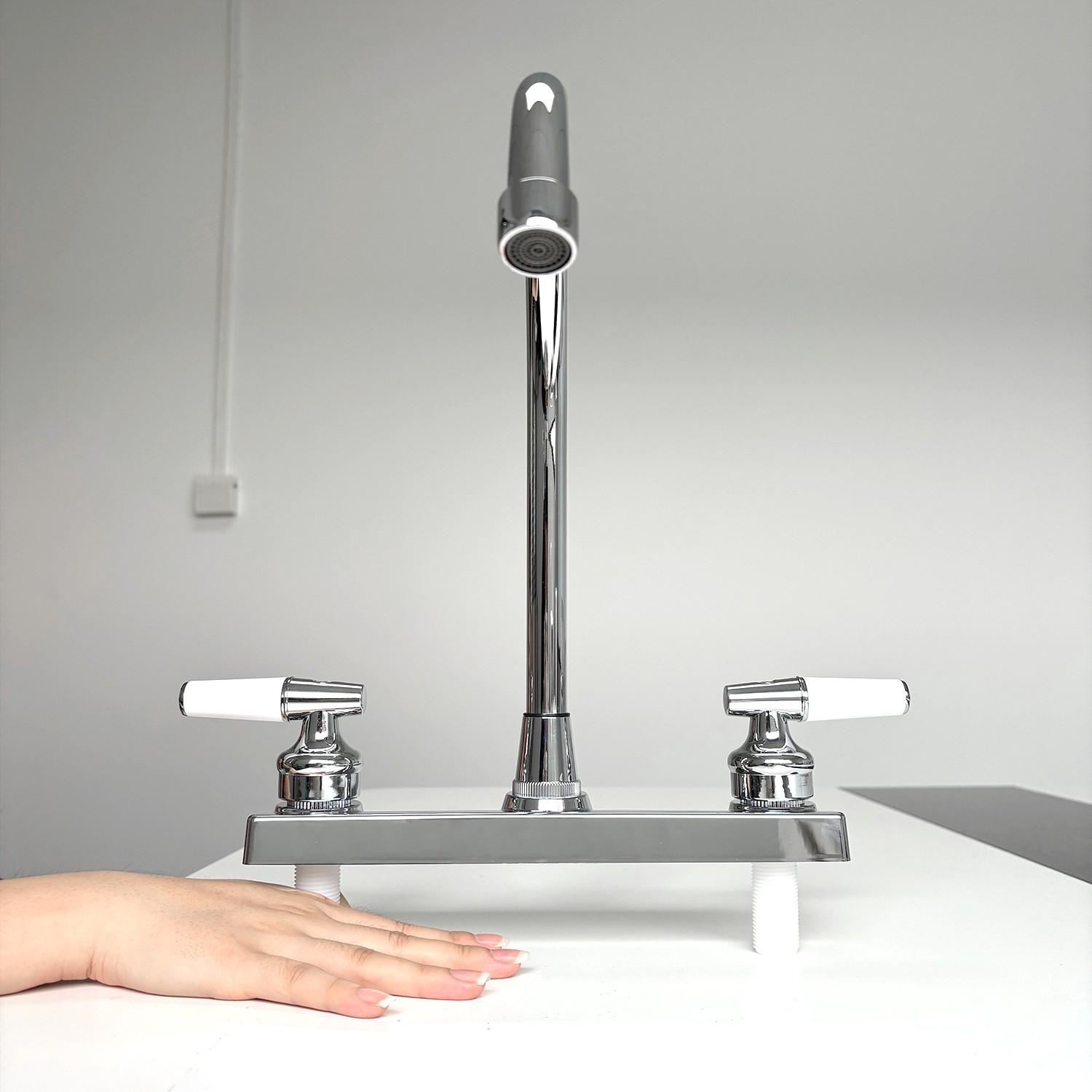 Silver/Black RV Kitchen Bathroom Bar Basin Sink Faucet Double Handle Mixer Taps