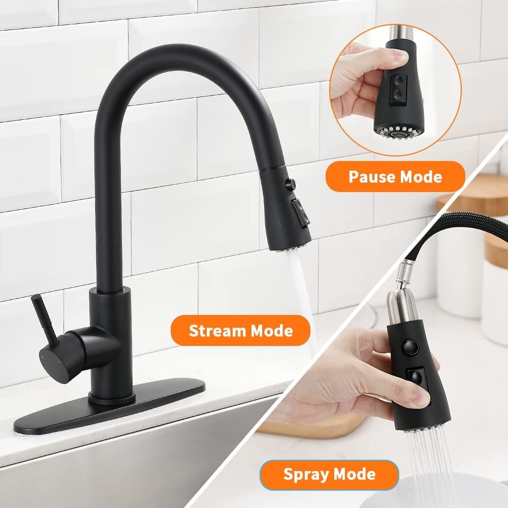 Black Kitchen Faucets with Pull Down Sprayer Kitchen Sink Faucet with Pull