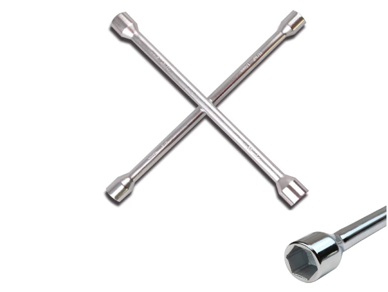Four Way Tire Iron 4 Way Universal Car Lug Wrench Nut Cross Flat Repair Tool 14"