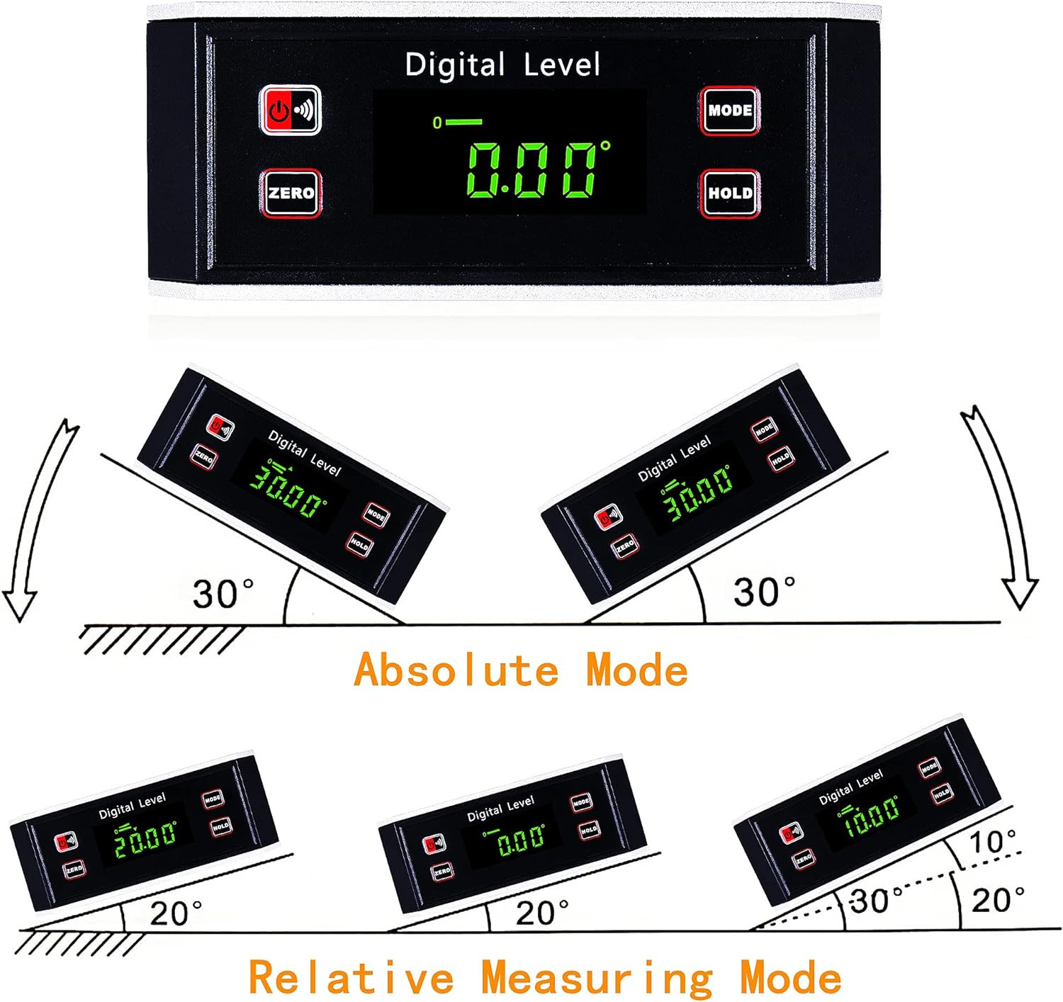 Inclinometer, Digital Protractor/Level/Angle Finder and Gauge Tools with V-Groov