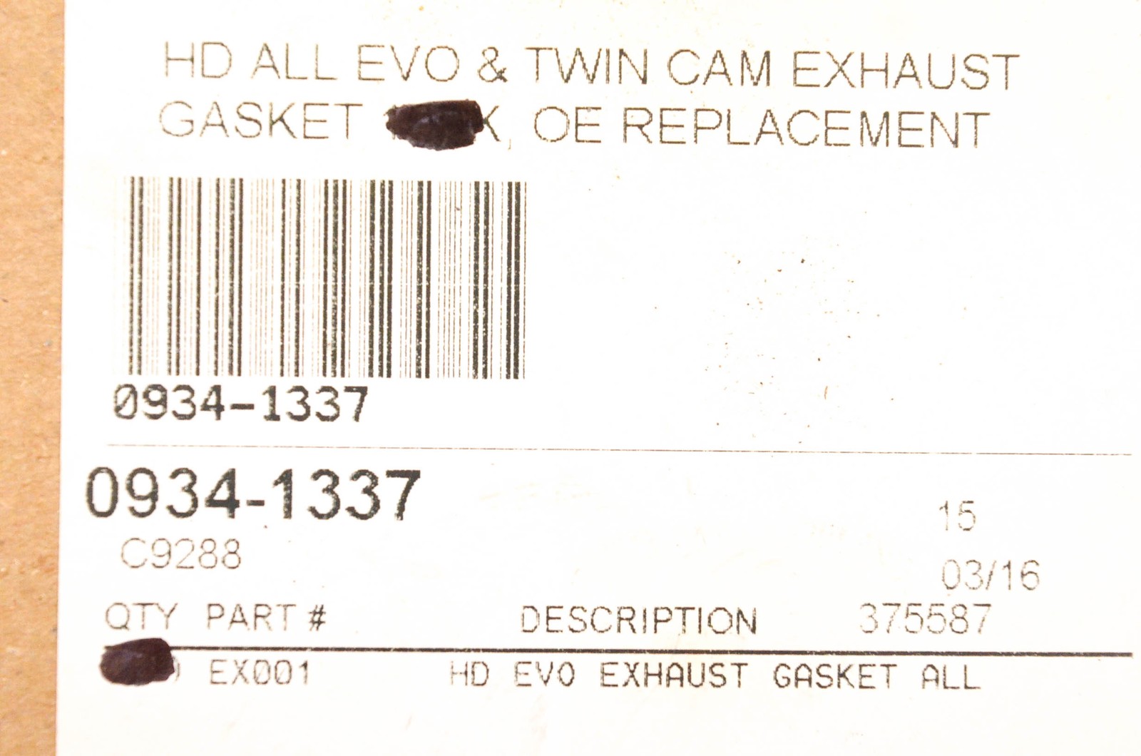 Cometic 0934-1337 Exhaust Gasket NOS
