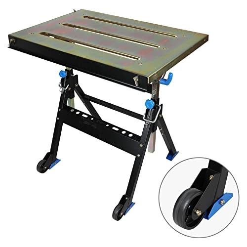 Adjustable Welding with Wheels Portable Steel Stand Workbench 30 in. x Table