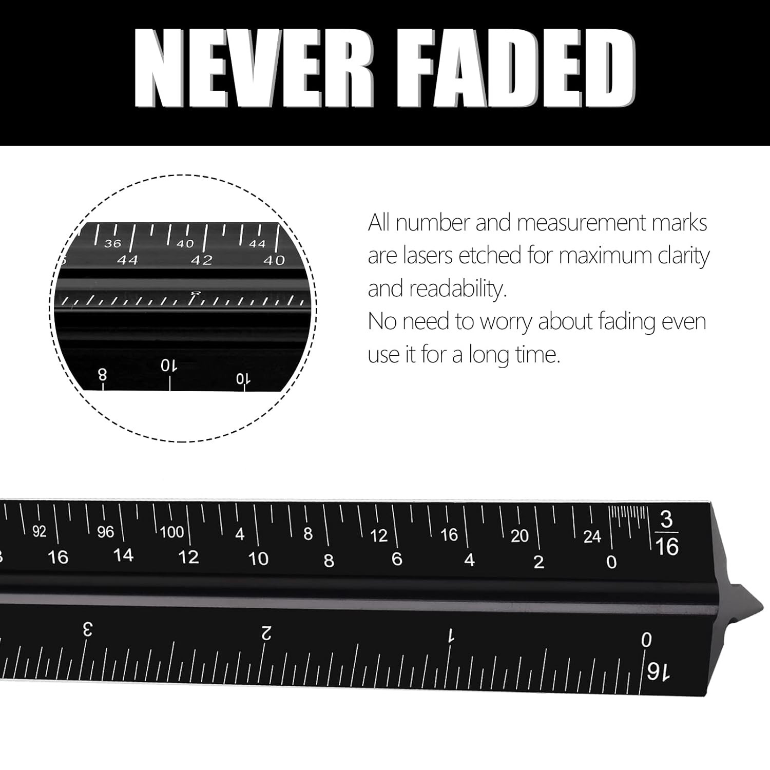 12" Architectural Scale Ruler, Aluminum Scale, Triangular Ruler, Scale Ruler for