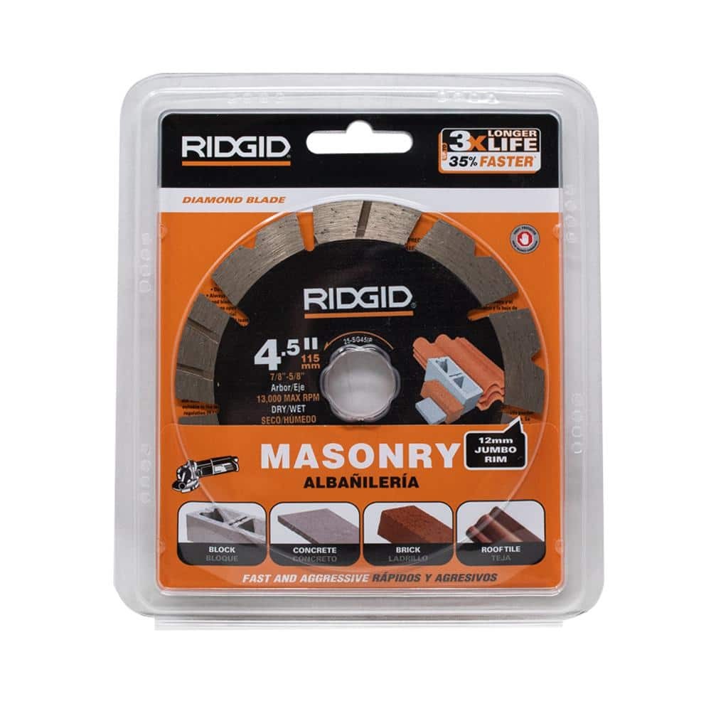 RIDGID 4-1/2 in. Masonry Cutting Segmented Rim Diamond Blade