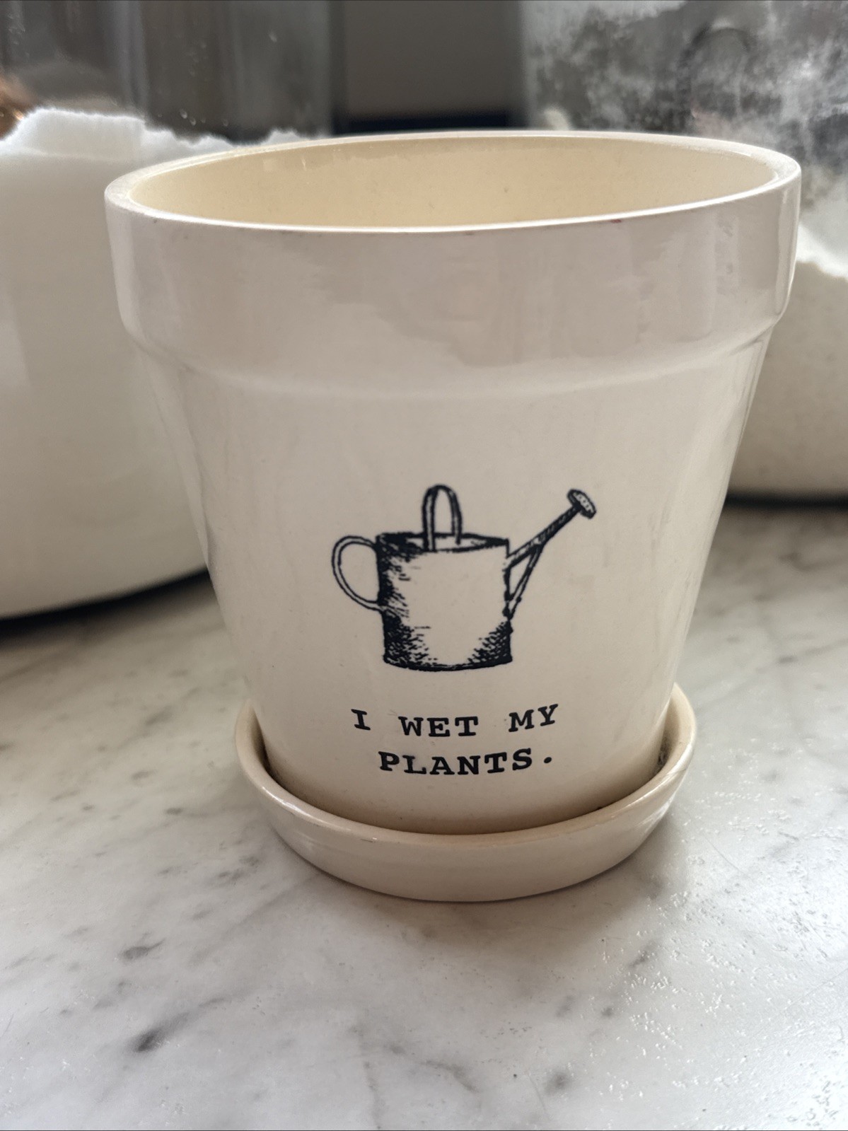 Rae Dunn I Wet My Plants Planter Flower Pot! Rare! Hard to find! Great condition