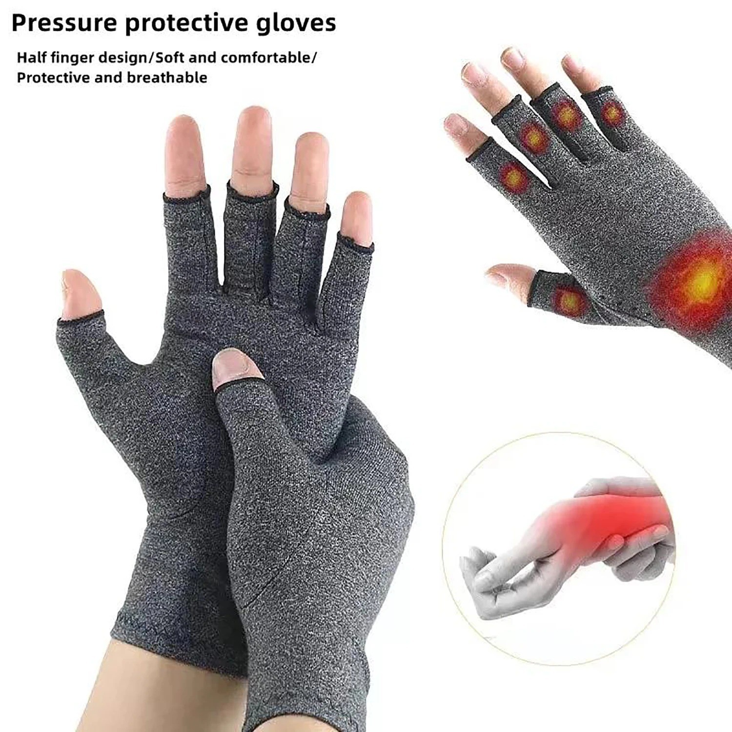 Arthritis Compression Gloves Fingerless Hand Support Carpal Tunnel Pain Relief