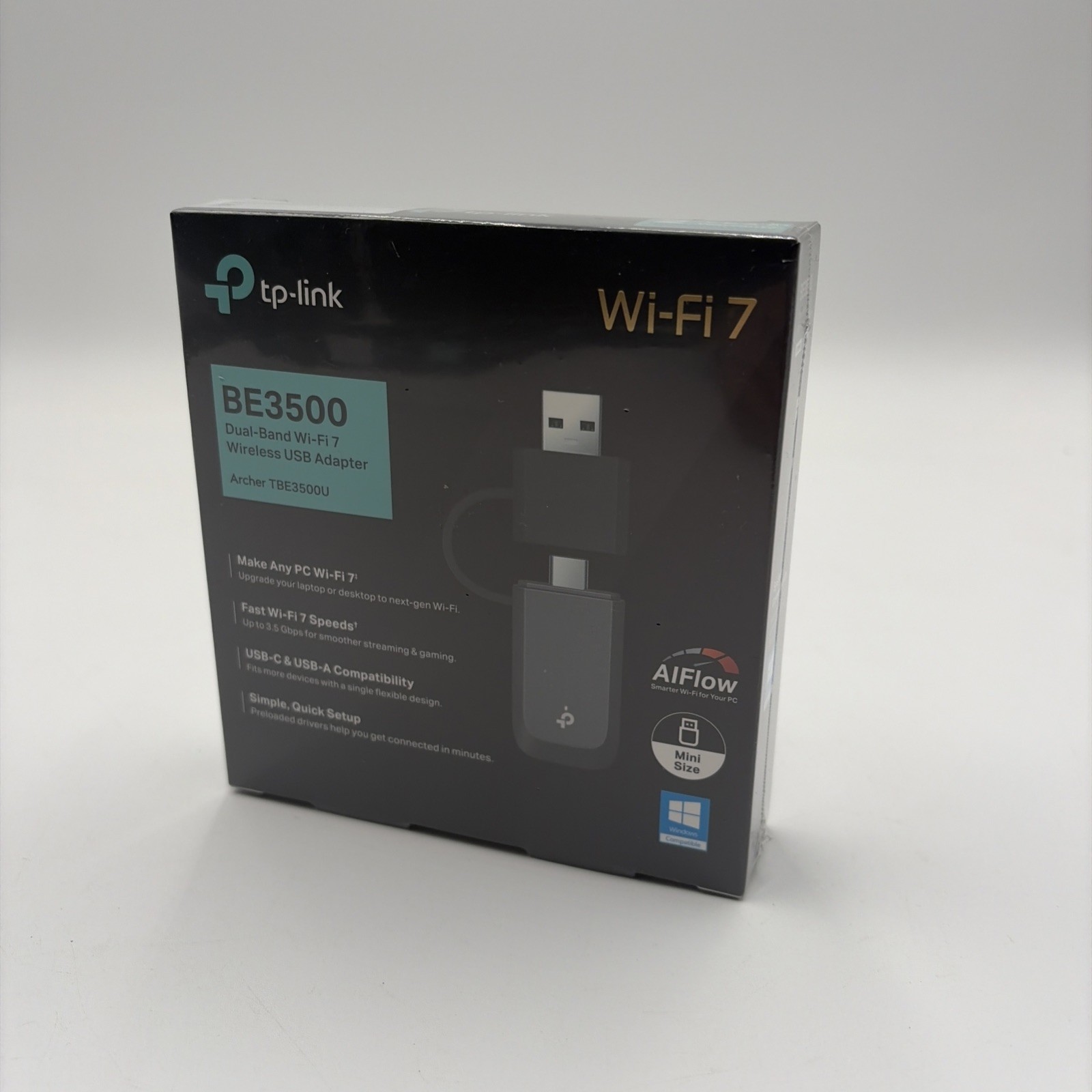 NEW - TP-Link BE3500 Wi-Fi 7 Dual-Band Wireless USB Adapter Archer TBE3500U