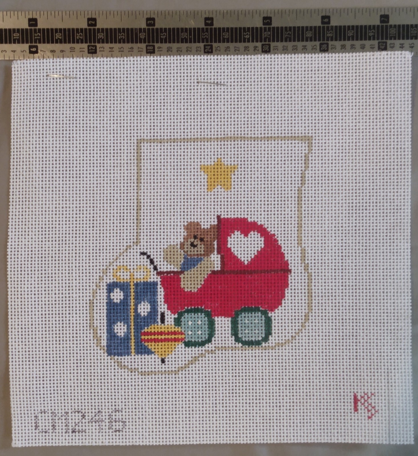 Kathy Schenkel OOP Mini Sock Baby Buggy Top Present Hand Painted Canvas CM246