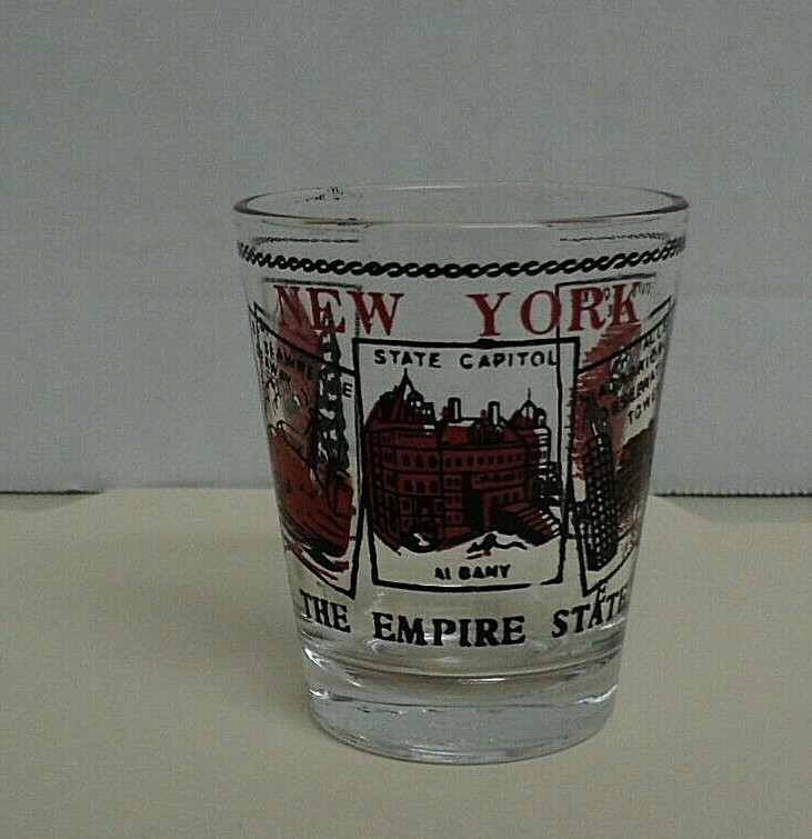 NEW YORK STATE WRAPAROUND SHOT GLASS SHOTGLASS AUCT#7474