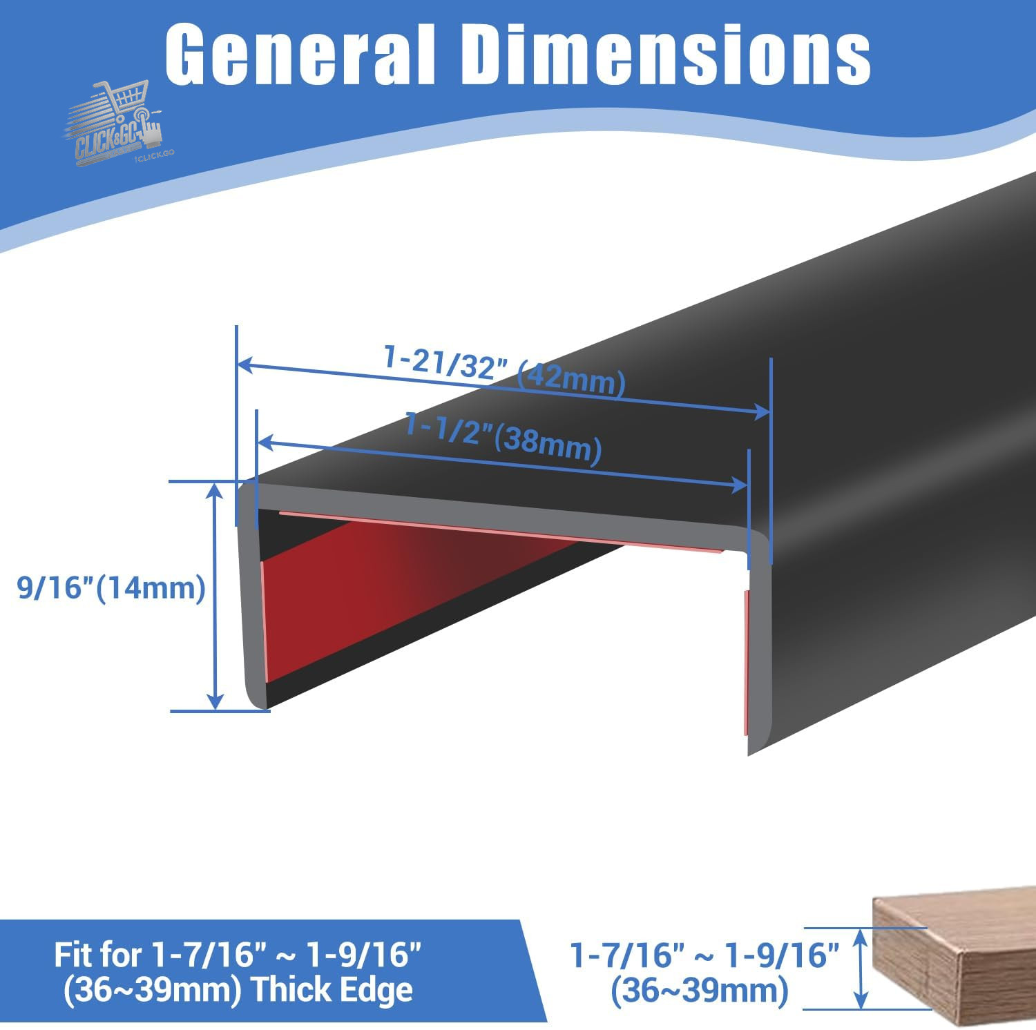 Rubber Edge U 45mm Self Adhesive 6m Edge Protection Flexible Wood Black Antiurt
