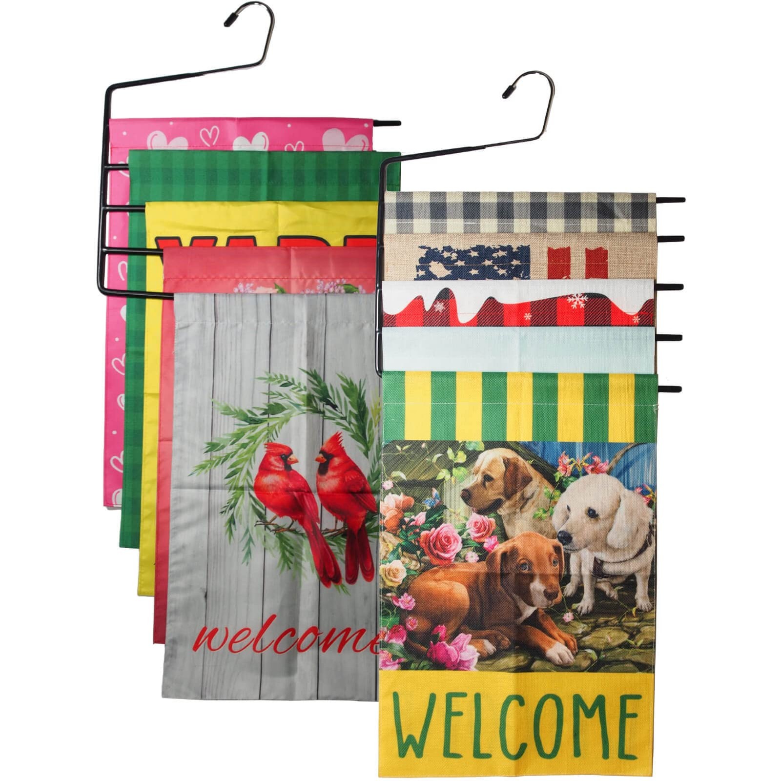 2 Pack 5-Tier Garden Flag Hangers, Space Saving Pants Hangers with Open-Ended...