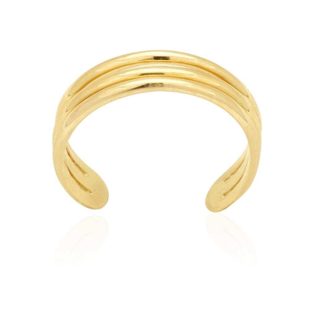 14k Real Gold Yellow White Three Wire Fancy Toe Ring
