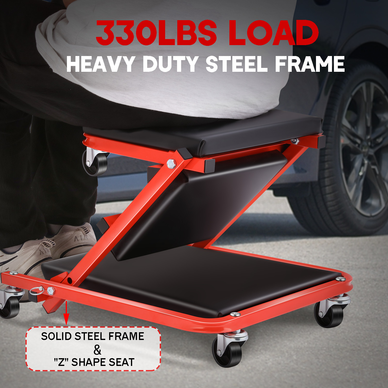 40"36" 2 in 1 Z-Creeper Seat Automotive Mechanic Rolling Creeper for Garage Shop