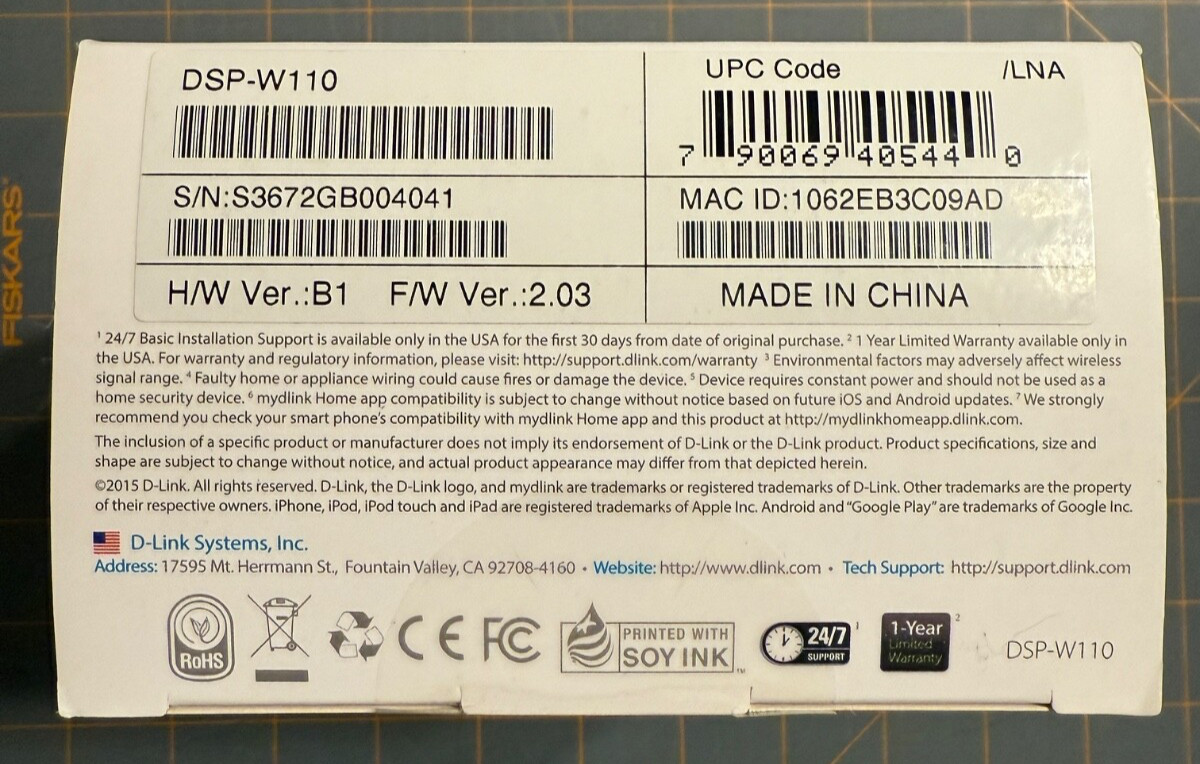 D-Link Wi-Fi Smart Plug DSP-110