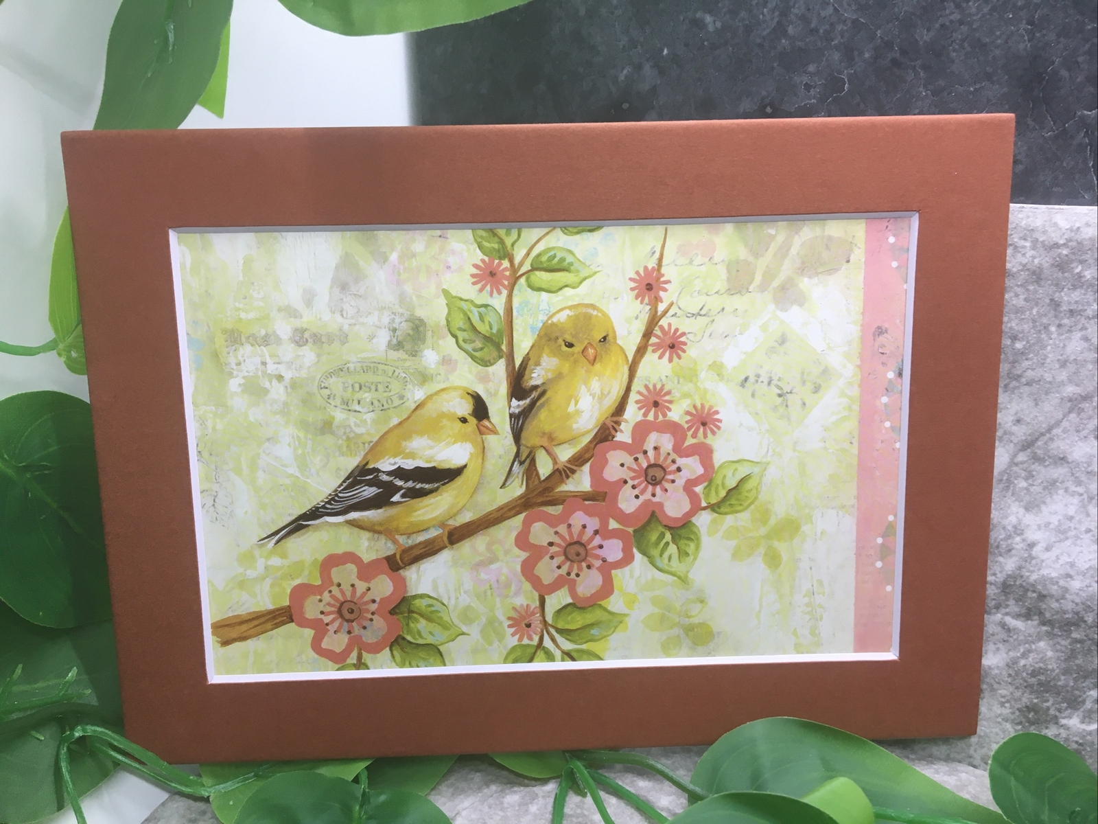 New Handmade 5x7 (Matted 4x6) Inspirational Birds Floral Free Ship 579