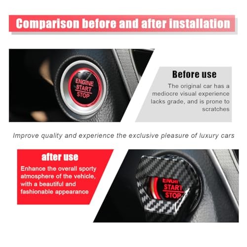 Car Engine Start/Stop Button Cover, Zinc Alloy Car Push Button Carbon Fiber
