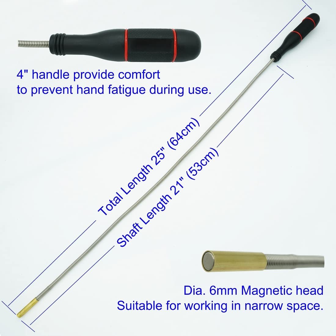 GUTI-MORE Flexible Magnetic Pickup Tool Set, 25" Bendable Extension Magnet...